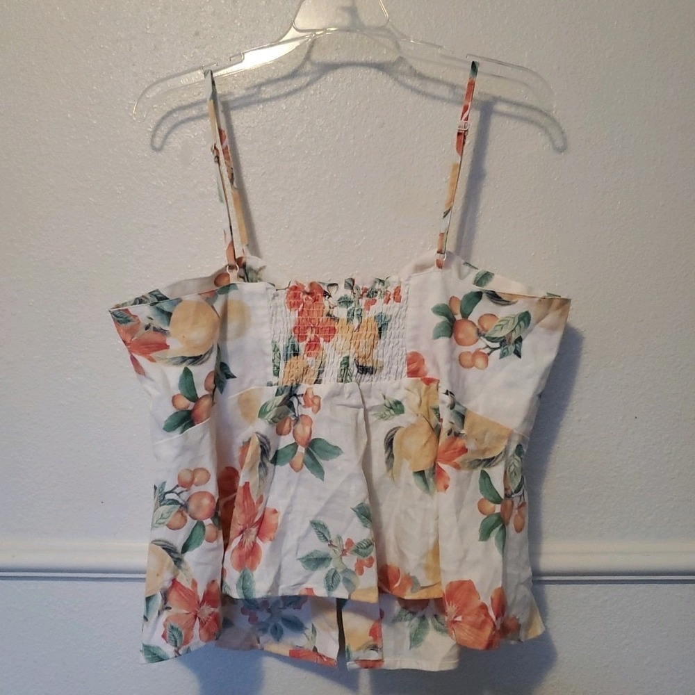 Sofia Jeans Sz XL Knot Front Peplum  Top White sleeveless linen Adjustable Strap - Picture 6 of 16